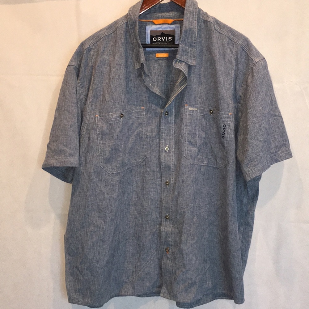 Orvis Outdoor Outfitters Active Fit Short Sleeve Button Down Shirt | Size XXL